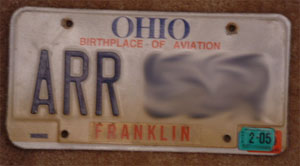 the pirate license plate